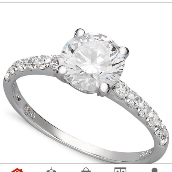 14K White Gold Ring Swarovski Zirconia Ring